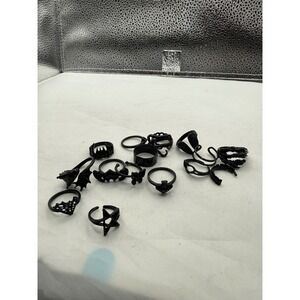 Goth Bat Spider Web‎ Ring Set Punk Witchy Charm Jewelry